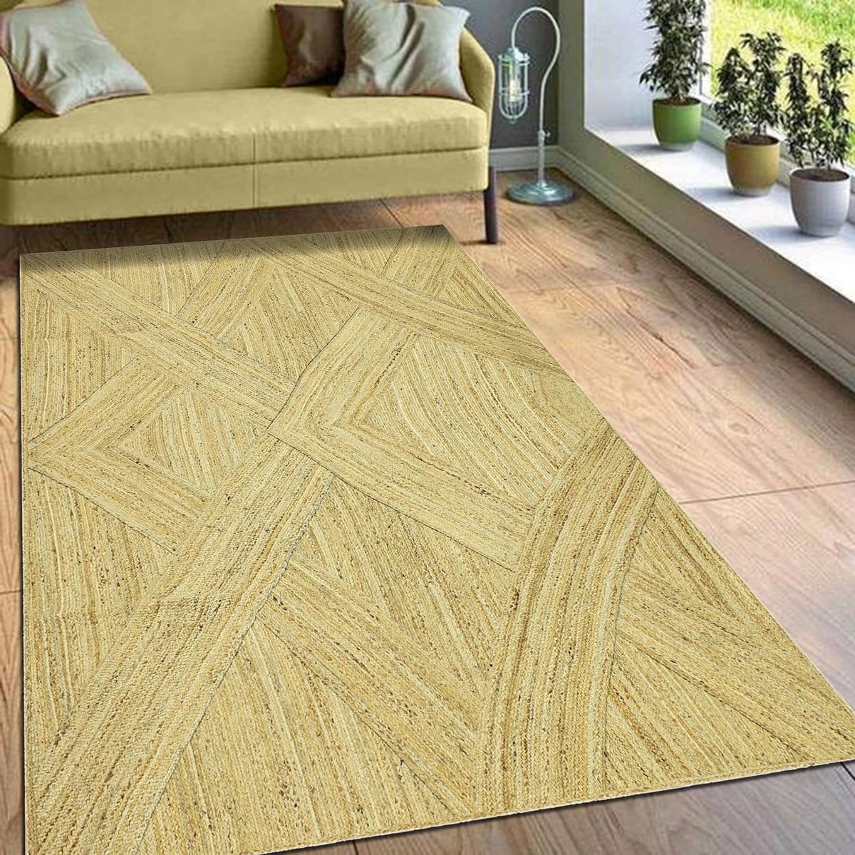 Jute Tapijt - Vloerkleed Runner - Decoratie Binnen Buiten - Hand Gevlochten Natuurlijke Vezels - 120x360 cm - Beige