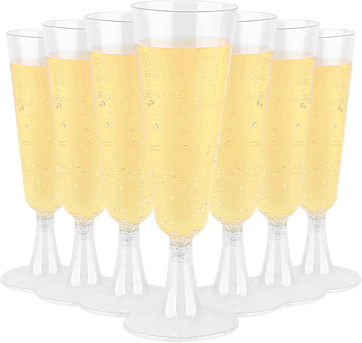 Thijox - 20 Stuks Plastic Champagneglazen - Kunststof Bekers voor Bruiloft, Verjaardagen en Feestjes - Doorzichtig, Elegant en Makkelijk te Monteren