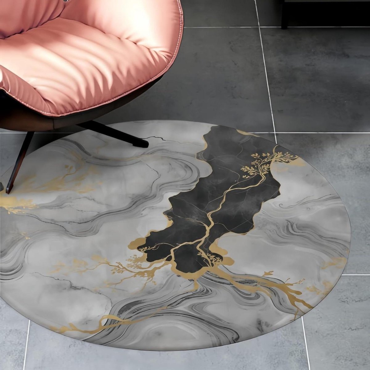 Rond Flanellen Vloerkleed - Marmer Tapijt - Woonkamer Decoratie - Antislip Achterkant - 13