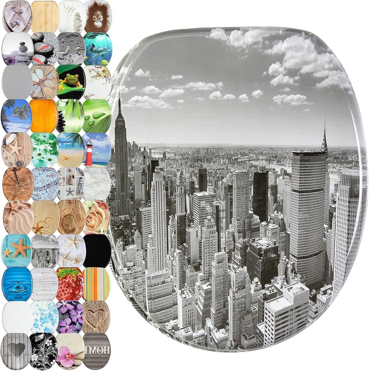 Toiletbril - WC-bril deksel - Badkamer personaliseren - Softclose mechanisme - 42x37.7 cm - Skyline New York