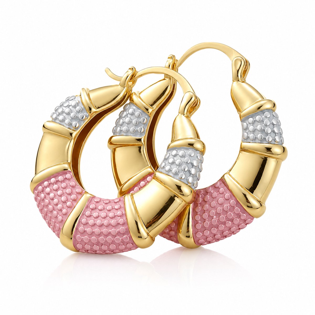 Luxamore® Oorbellen Dames Goudkleurig – Roze en Lichtblauwe Statement Oorbellen – Cadeau voor Vrouwen