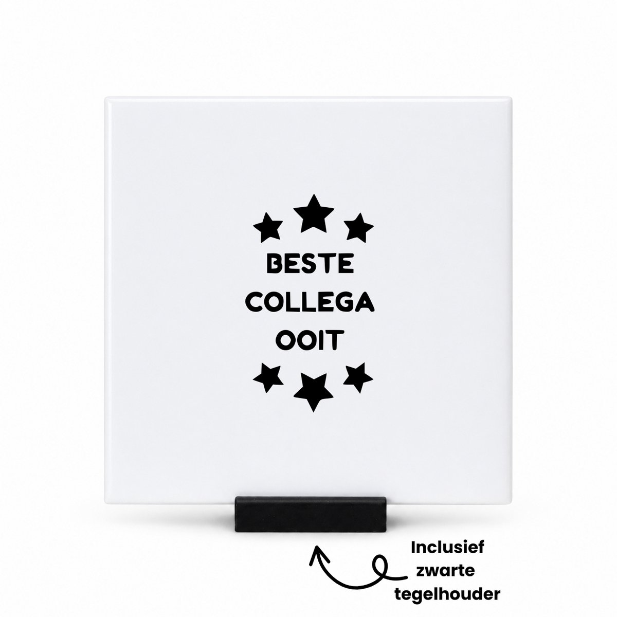 Hacebo Beste collega ooit tegeltje met tegelhouder - Collega - Medewerkers - tegeltjes met tekst - collega cadeau - collega - welkom cadeau - afscheid - Leuk kado voor je collega om te geven - spreuktegels - 10.8x10.8 CM Wit