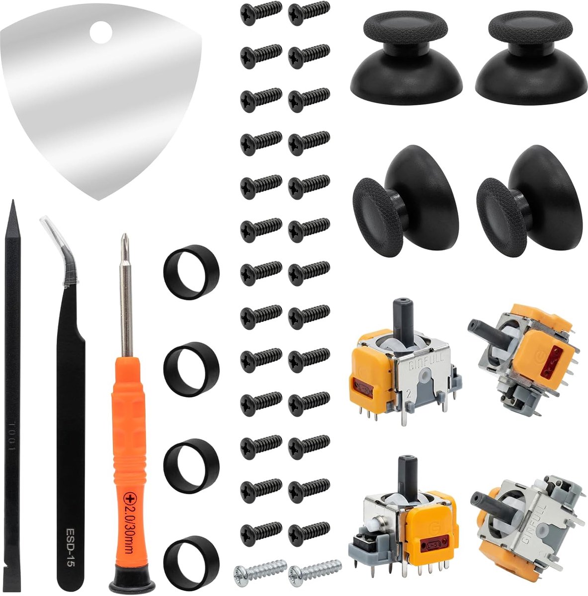 SnelShoppen - Hall-effect analoge sticks voor PS5-controller, 4 stuks anti-drift joysticks met 4 thumbstick-doppen, reparatieset - ideaal voor PlaySta
