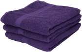 3x Luxe handdoeken paars 50 x 90 cm 550 grams - Badkamer textiel badhanddoeken