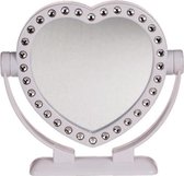 Staande make-up spiegel in hartvorm 20 cm
