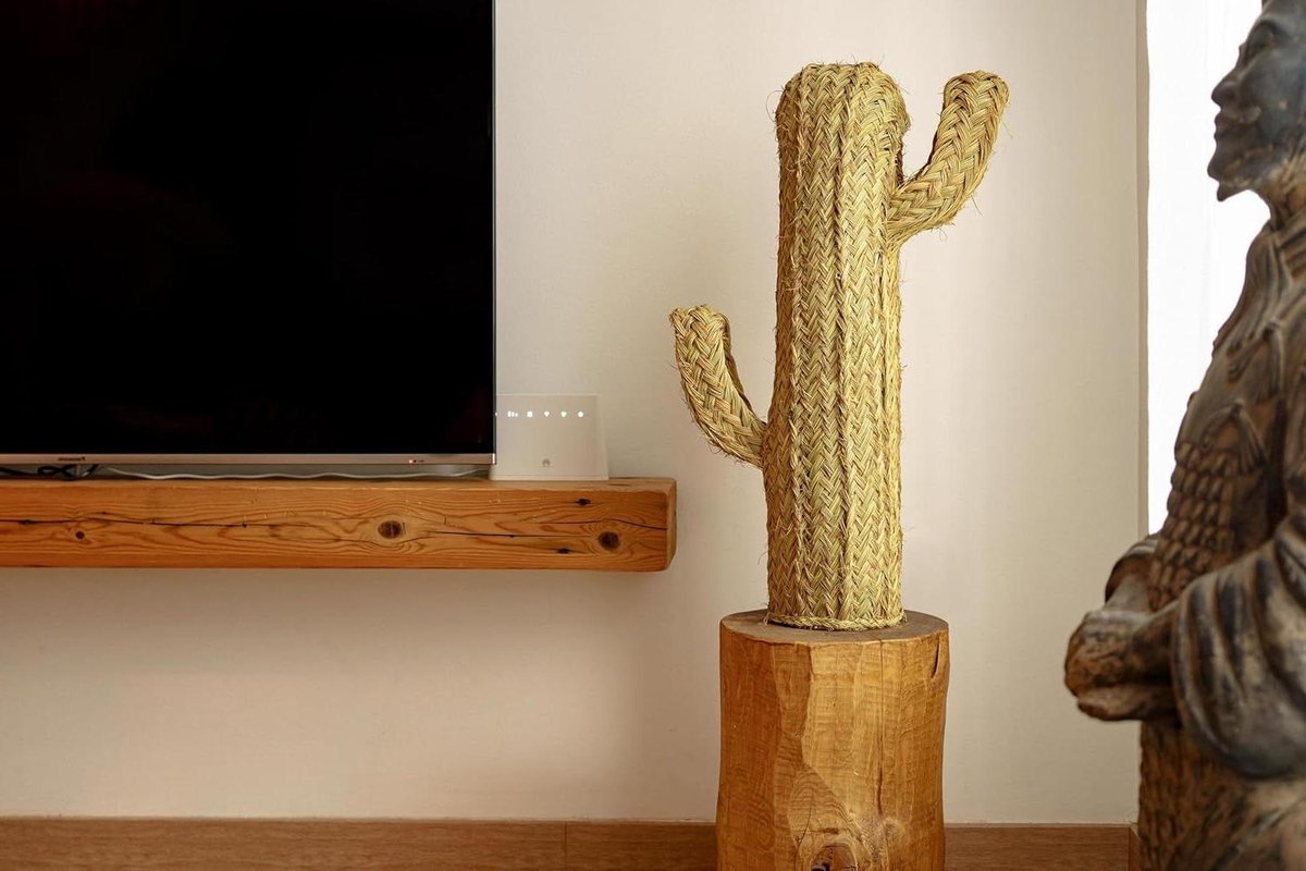 Decoratie Cactus - Vlechtwerk Figuur - Huis Verfraaien - Handgevlochten Uniek - 105 cm Hoog - Groen