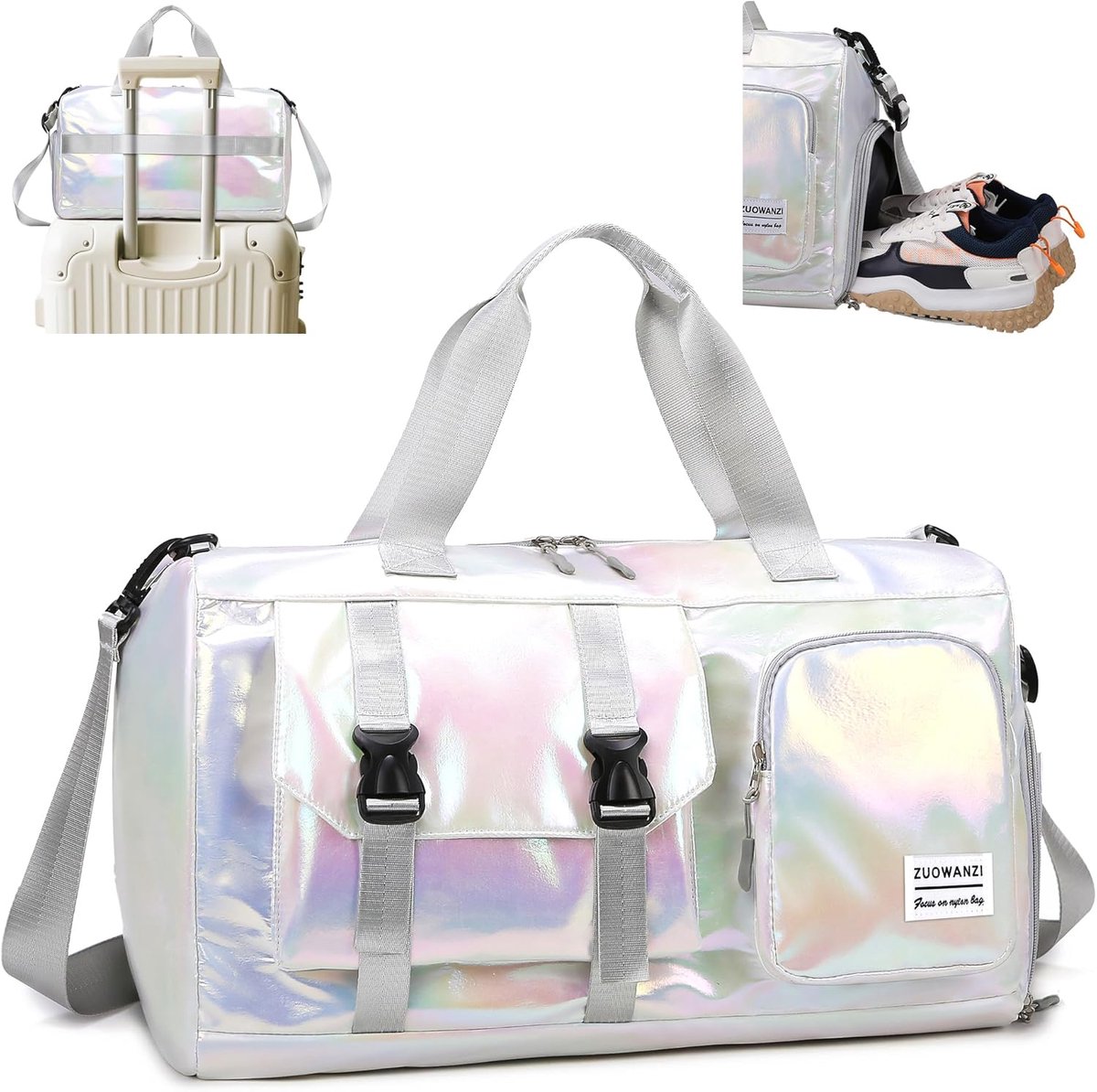 SnelShoppen - Gym Bag Vrouwen Meisjes, Vouwbare Reis Sporttas met Schoencompartiment en Vochtige Zak, Waterdichte Zwemtas Multifunctioneel Lichtgewich