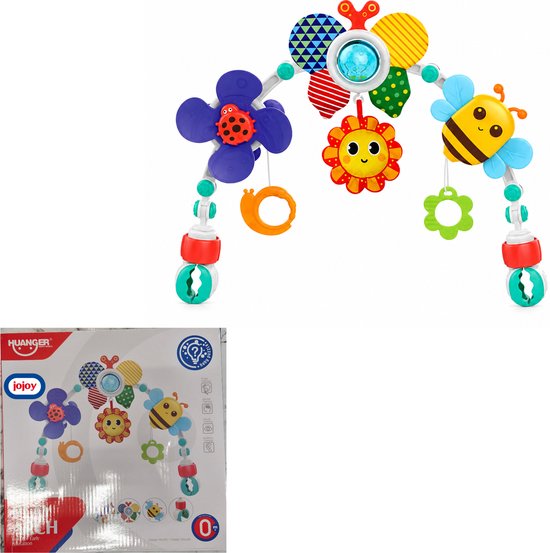 Jojoy - Universele Speelboog Baby - Verstelbare Speelgoedboog voor Kinderwagen, Autostoel & Wieg - Met Sensorisch Speelgoed & Bijtring - Bij - 73.7 cm - ARCBABY van Jojoy — afbeelding 5