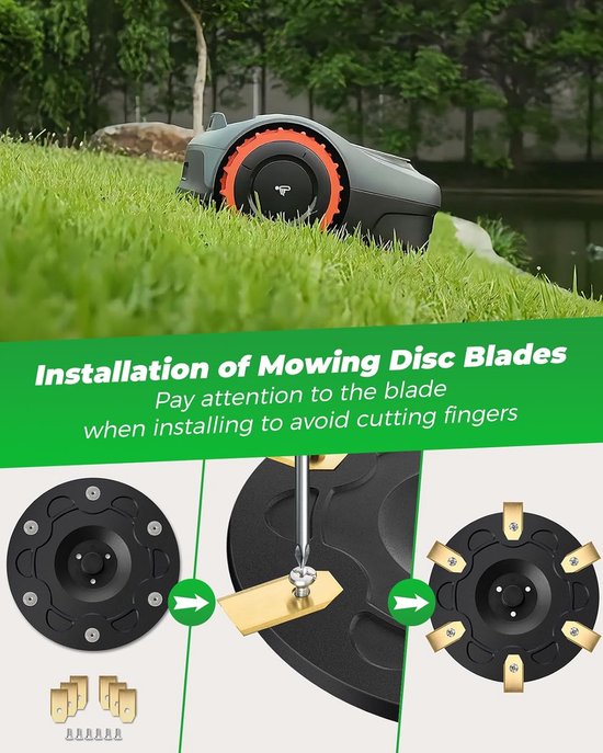 PromoHome Mesplaat en Messen Set voor Segway Navimow i105E/i108E/i205 AWD/i208 AWD/i110E - 6-Messen Maaiwiel - 1x Mesplaat + 30 Messen + Schroeven — afbeelding 3