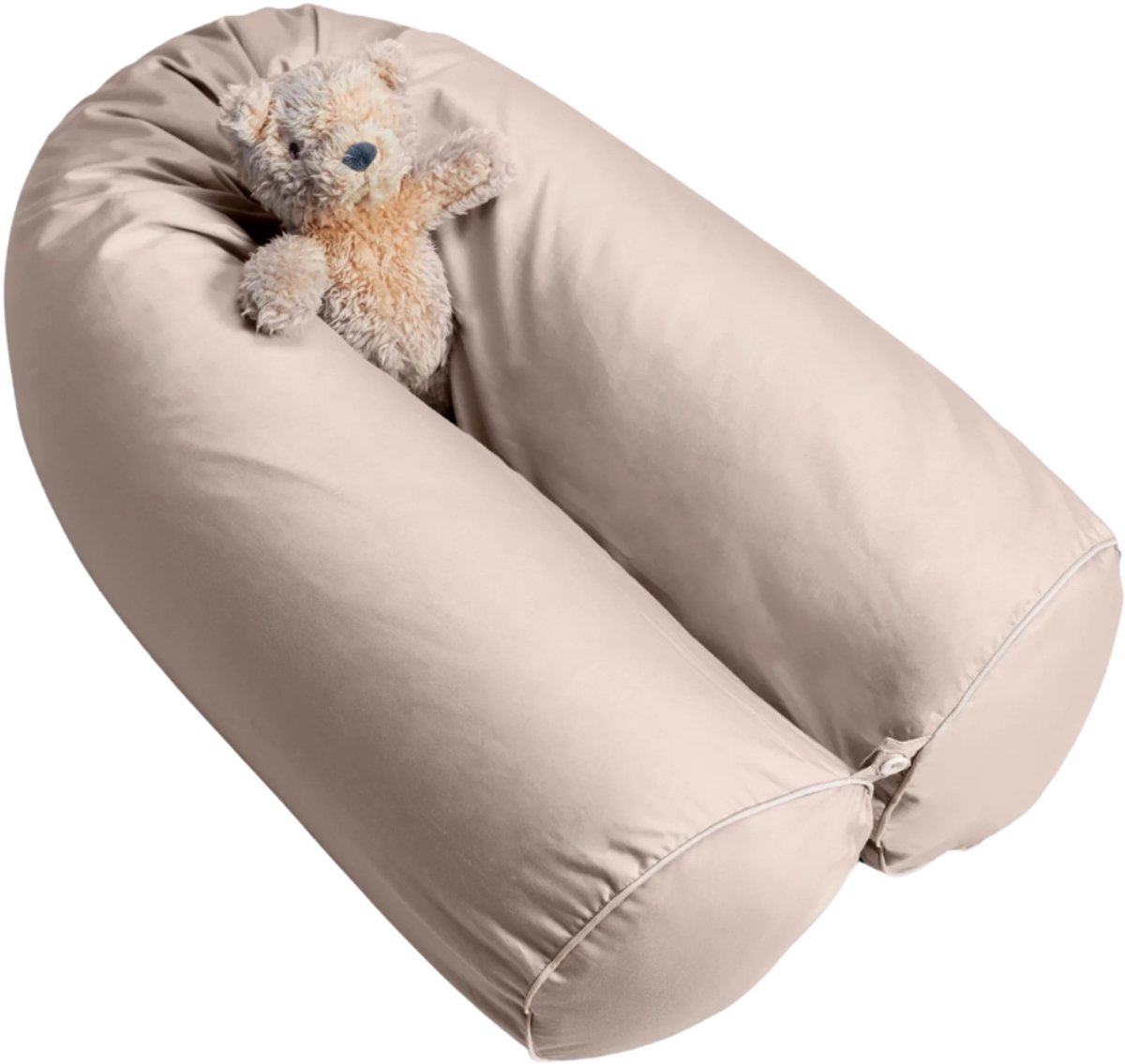Cloudpillo Nest Kussensloop - 150 x 24 cm - Natural Sand - 100% Katoen Satijn 300 TC - Ademend - Antibacterieel - Hypoallergeen - YKK-rits - Machinewasbaar - OEKO-TEX