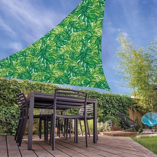 Leger pindas rol Schaduwdoek/zonnescherm driehoek groen met blad - 3,6 x 3,6 x 3,6 meter  -... | bol.com