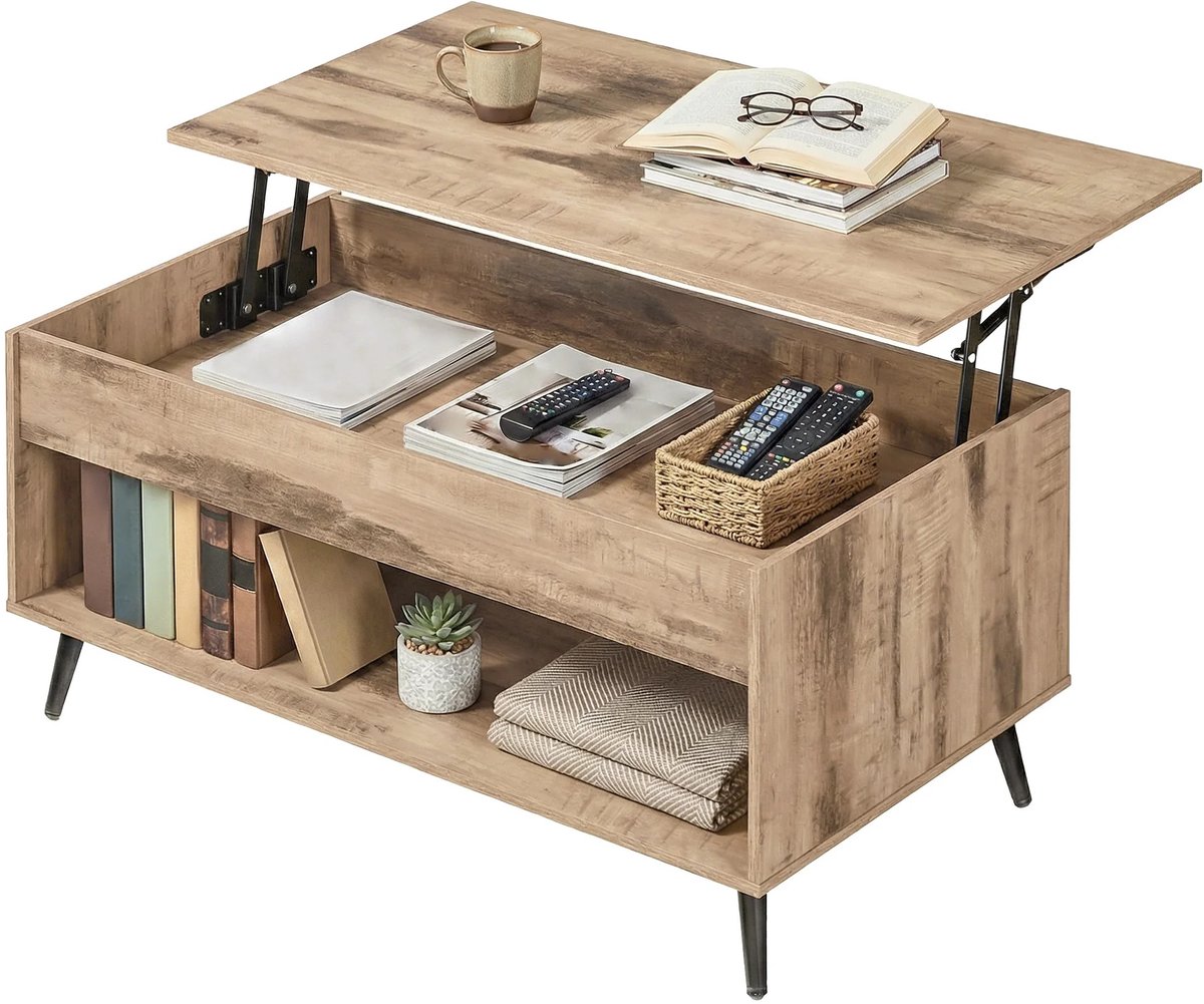 House of Balance Salon tafel - Salontafel uitklapbaar - Multifunctioneel - Hoogte verstelbaar - Koffie Tafel - 100×50×45/58,5 cm