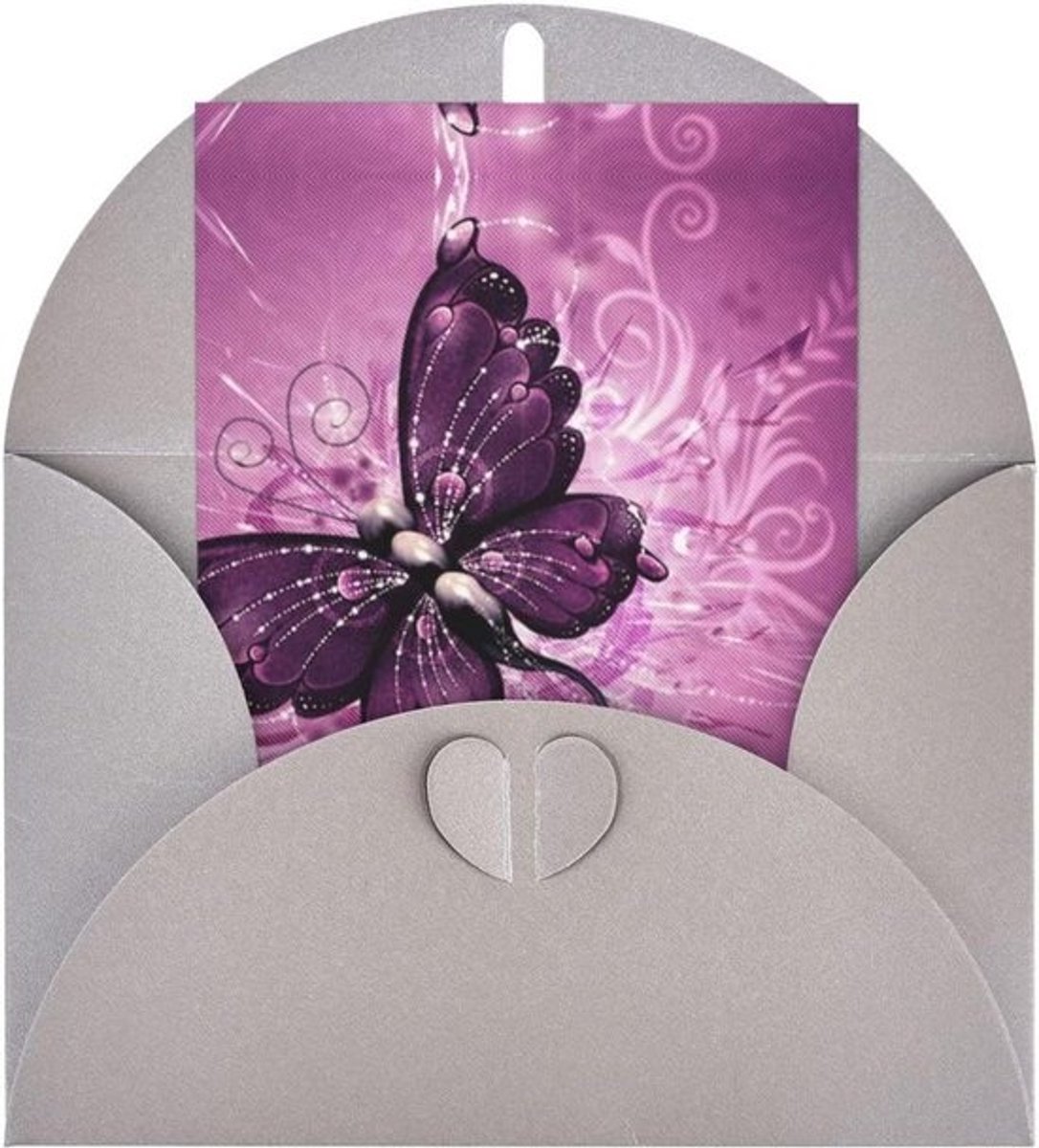 Wenskaart Roze Vlinder - Geboorte Kaart Bedankkaart - Geleentheden Vieren - Parelmoer Papier - 4 x 6 Inch - Roze