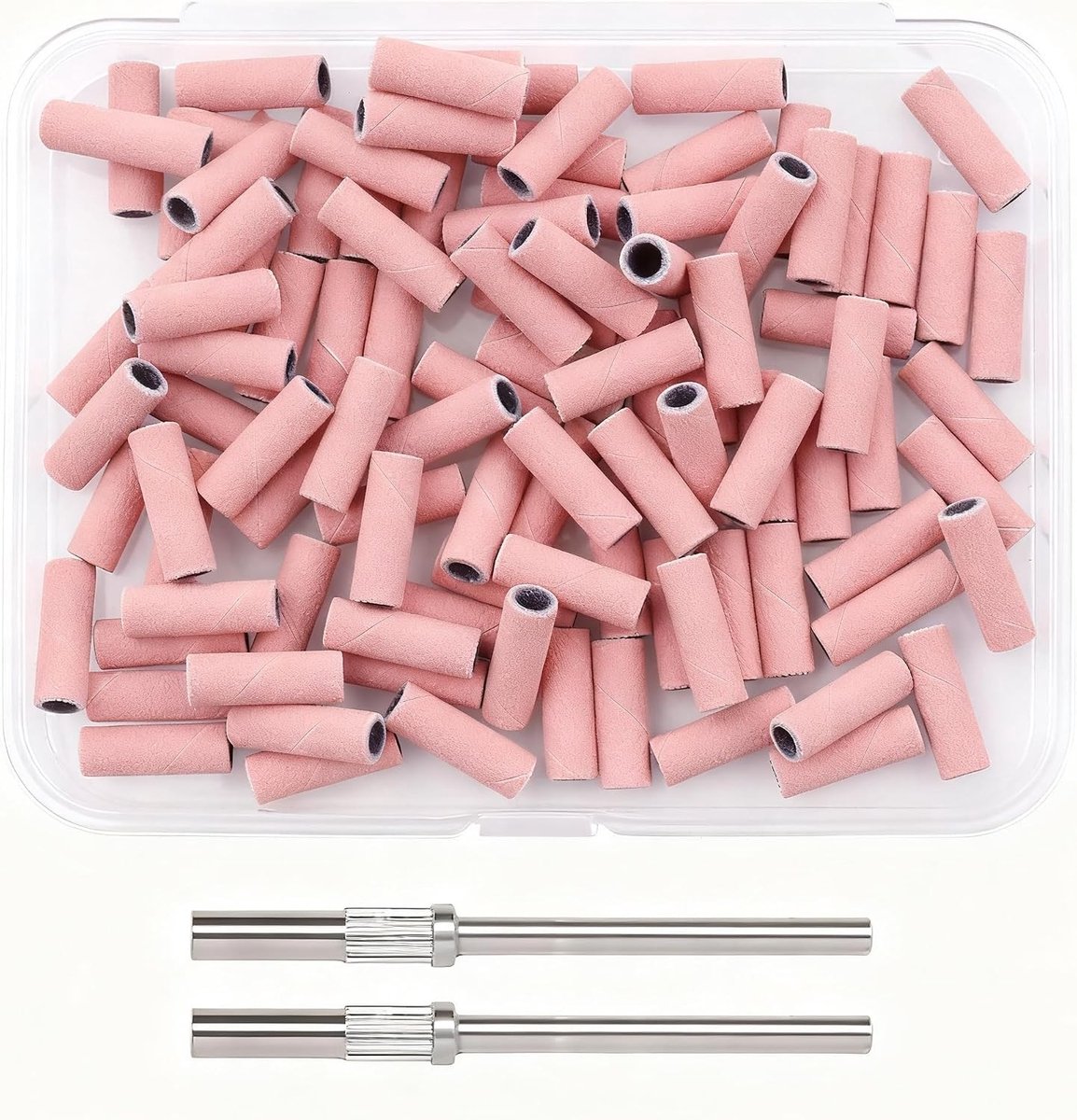 Set van 100 Kleine Nagelschuurbanden #240 Korrel met 2 Nagelfreesbits - Ultra-Fijne Schuurcaps voor Natuurlijke Nagels en Gel Nagel Manicure Accessoires