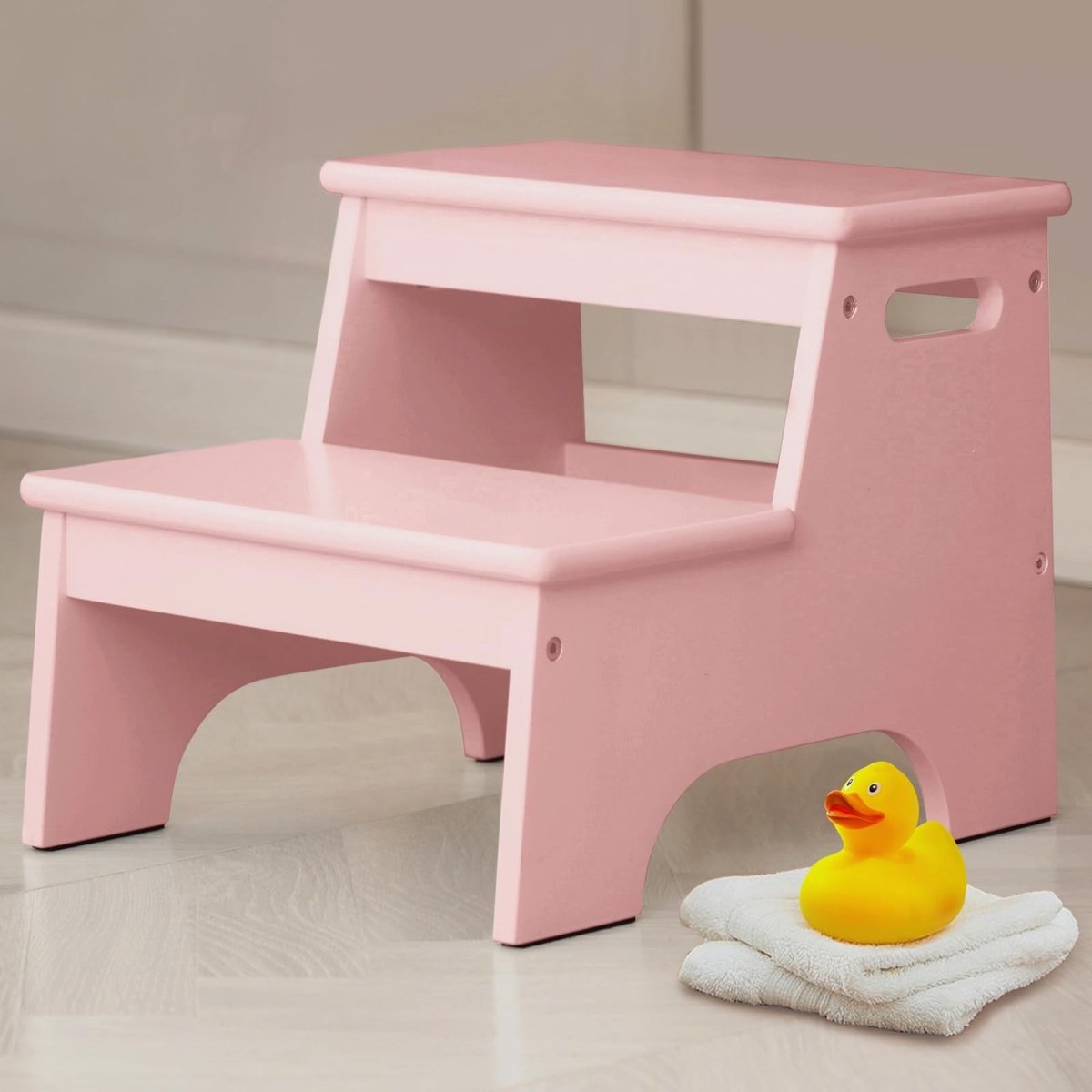 Houten Stapstoel voor Kinderen - Roze