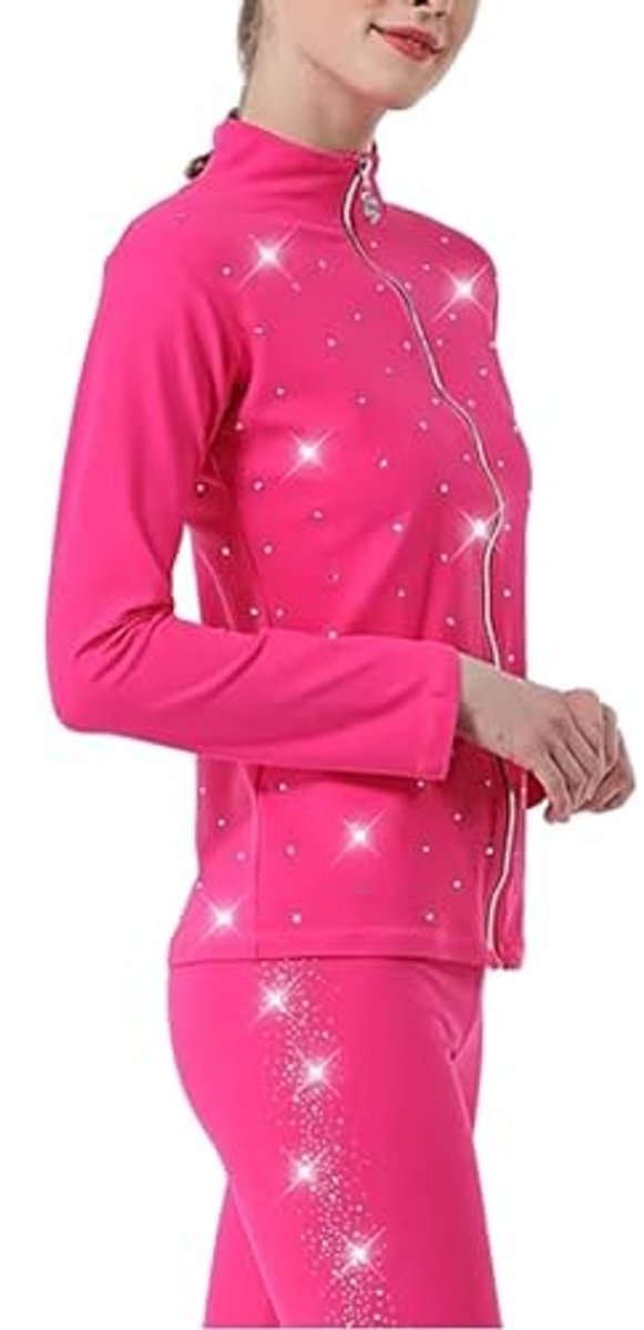 Trainingsoutfit voor Schaatsen - Met Strass Steentjes - Roze