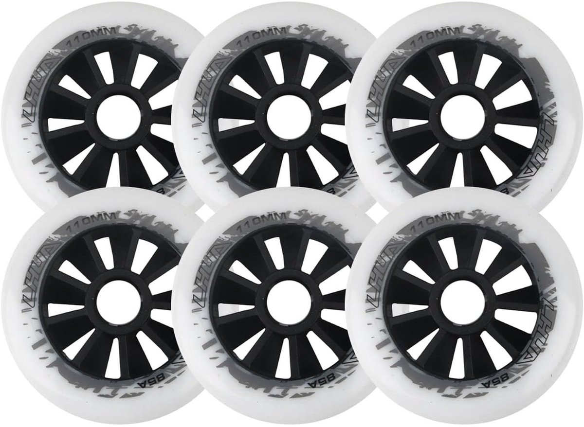 Inline skate wielen - 90mm 85A - 6 stuks - Wit