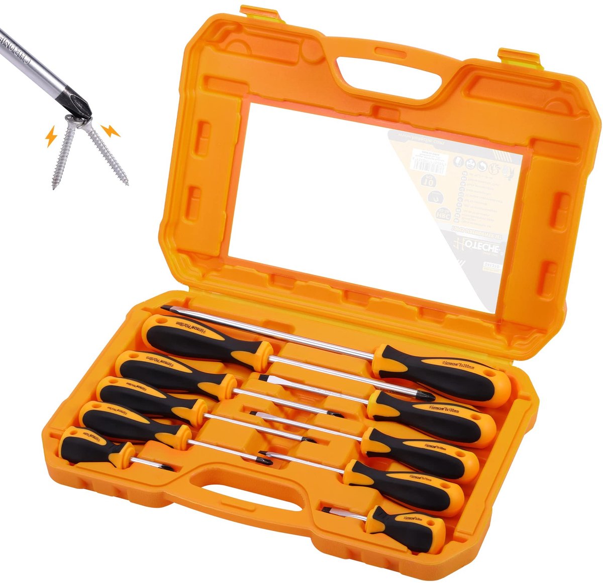 Schroevendraaierset 10-delig magnetisch - Chrome vanadium staal, zachte greep