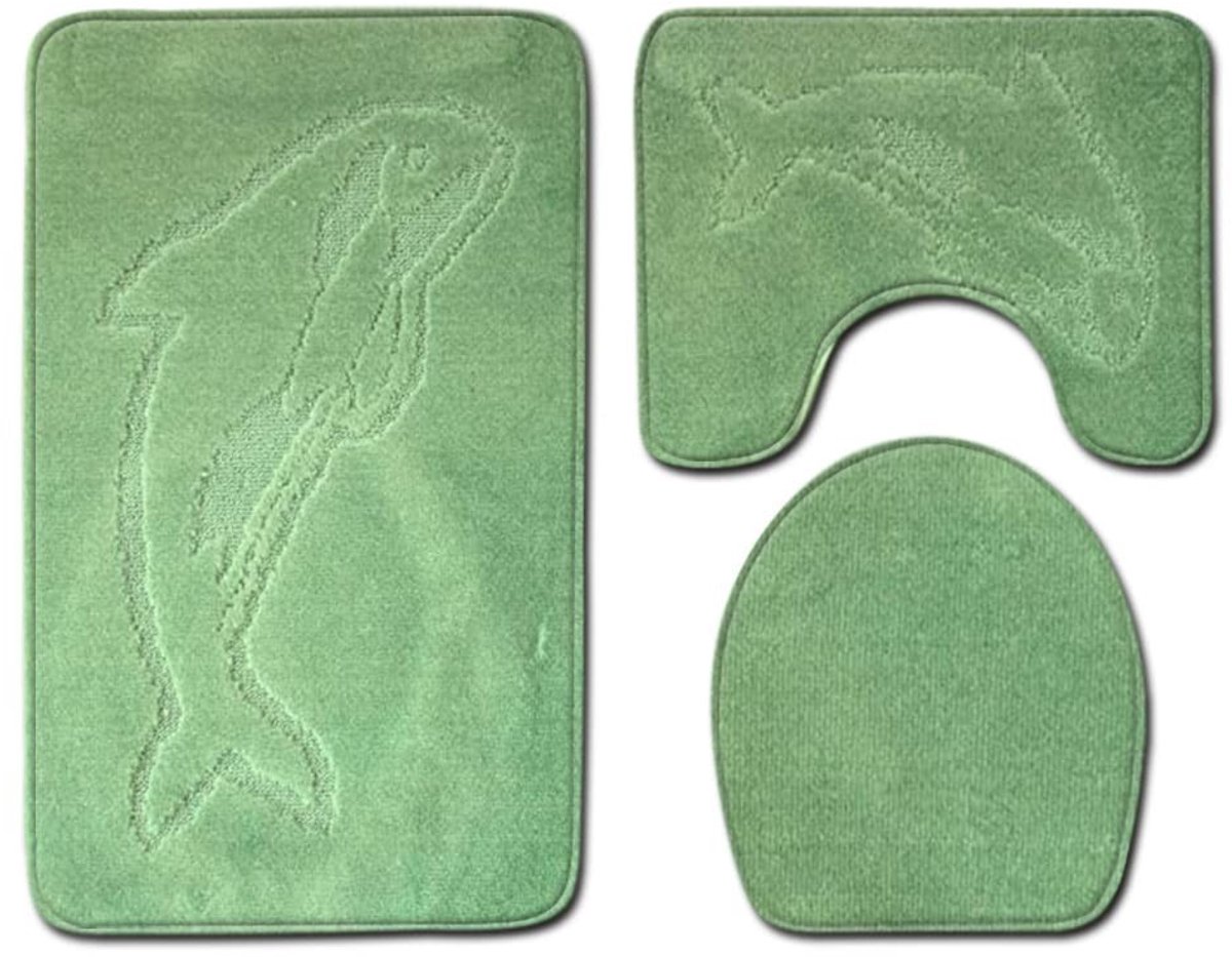 3-delig Badmatset - Antislip en absorberend - Groen