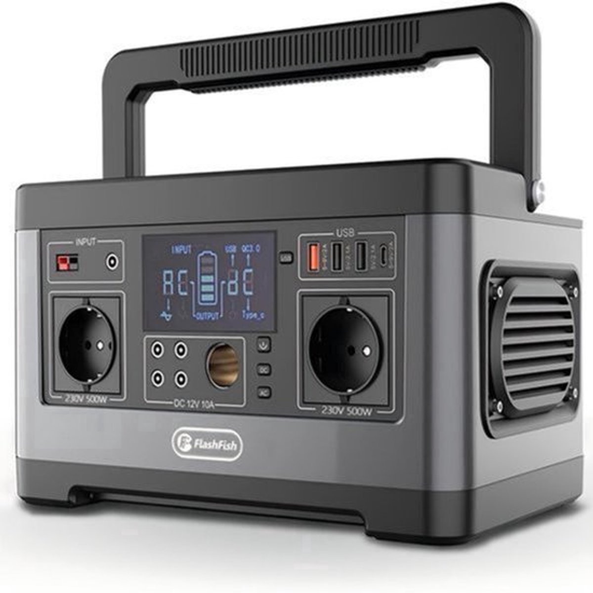 Powerstation - Generatoren - Aggregaat - Stroomgenerator - Generator - 500W - 520Wh Capaciteit - Draagbare Power Station - Lithium Batterij – Zonne-energie Generator – 5x DC Uitgangen – 4x USB Uitgangen