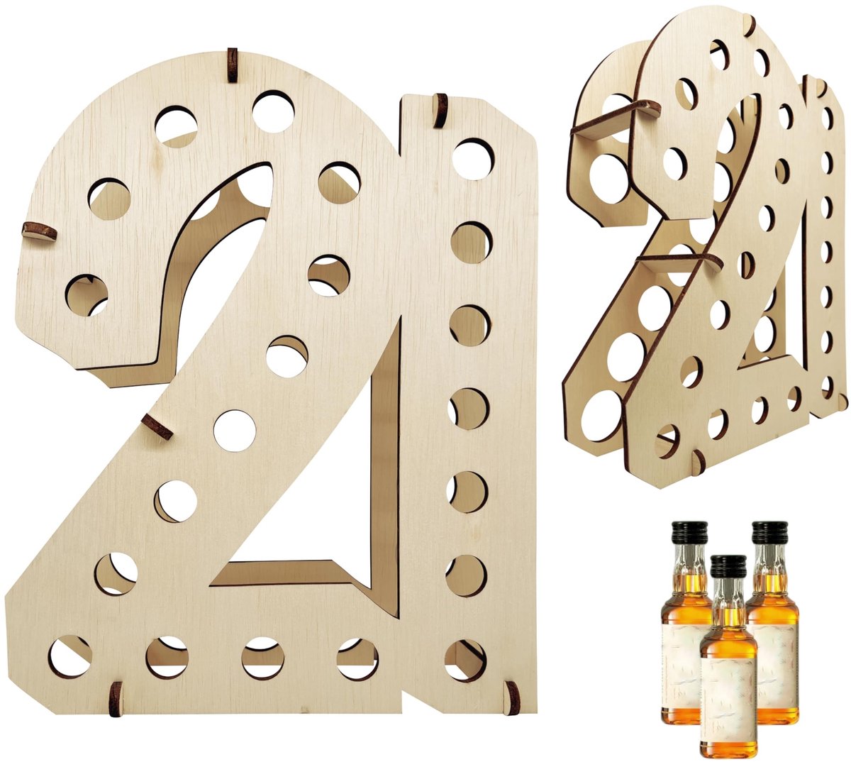 Mini Drinkfles Houder - Houten 21 Jaar Decoratie
