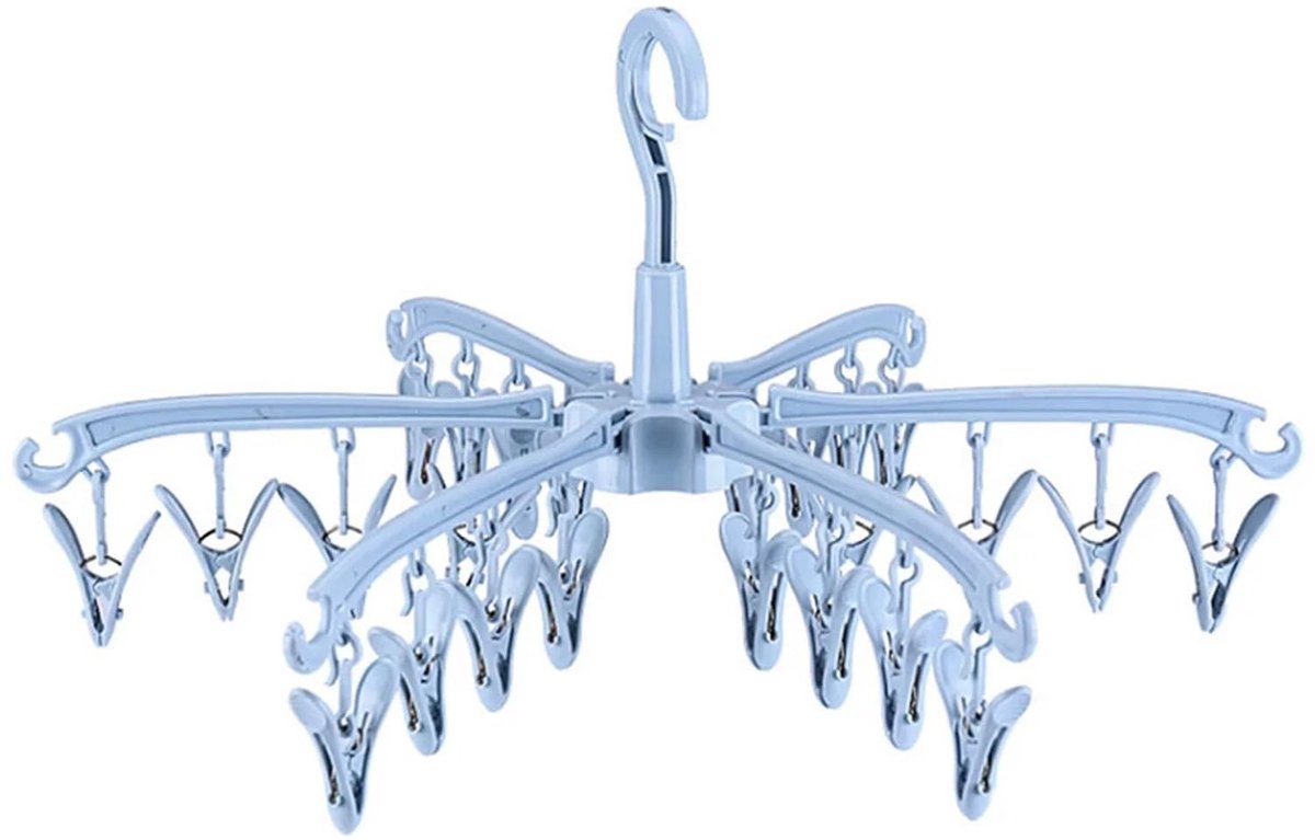Winddichte Drooghouder met 24 Clips - Opvouwbaar en Draaibaar - 2 Stuks