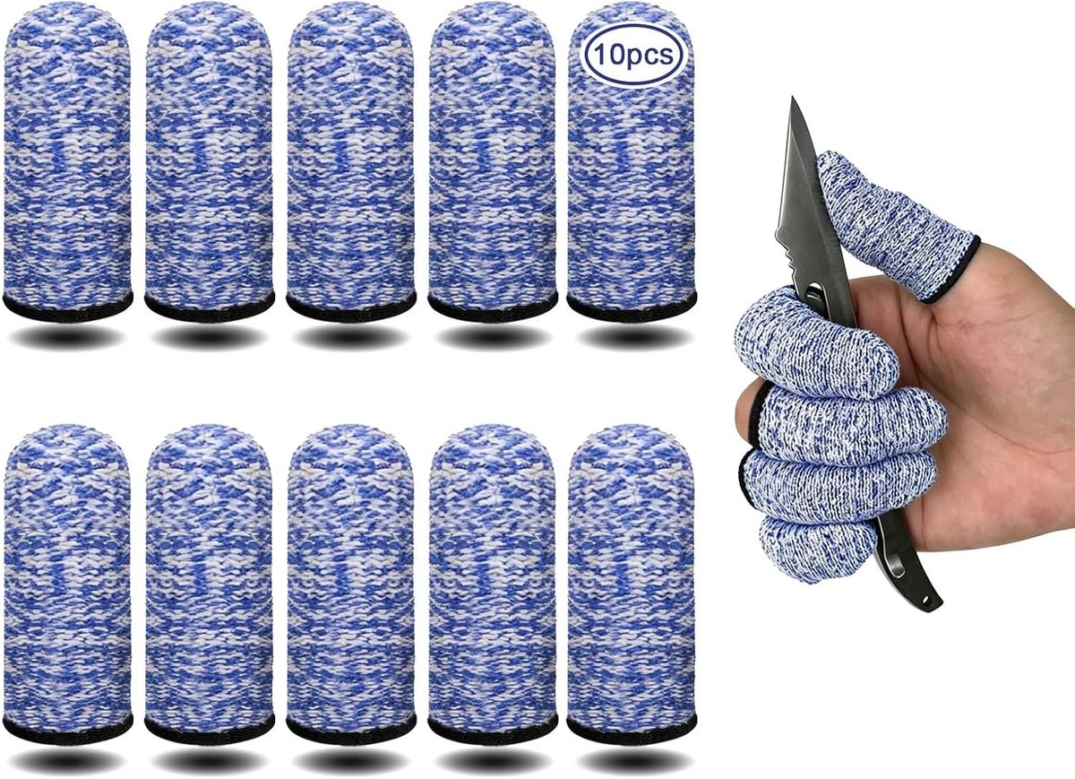 Vingerkappen voor Snijbescherming - Herbruikbare Antislip Vingerverzorging voor Keuken, Tuin en Houtbewerking - 10 Stuks Ademend en Comfortabel