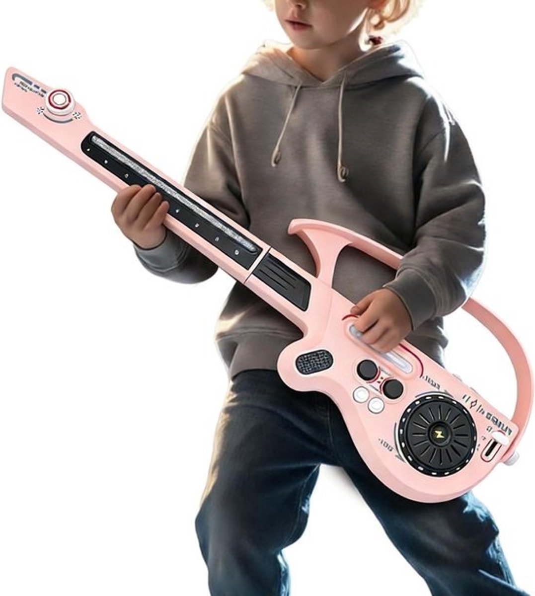 Elektrische Kindergitaar - Speelgoed Gitaar Muziek - Muziek Maken Leren - Snaarloos Ontwerp - 40 x 21 x 9 cm