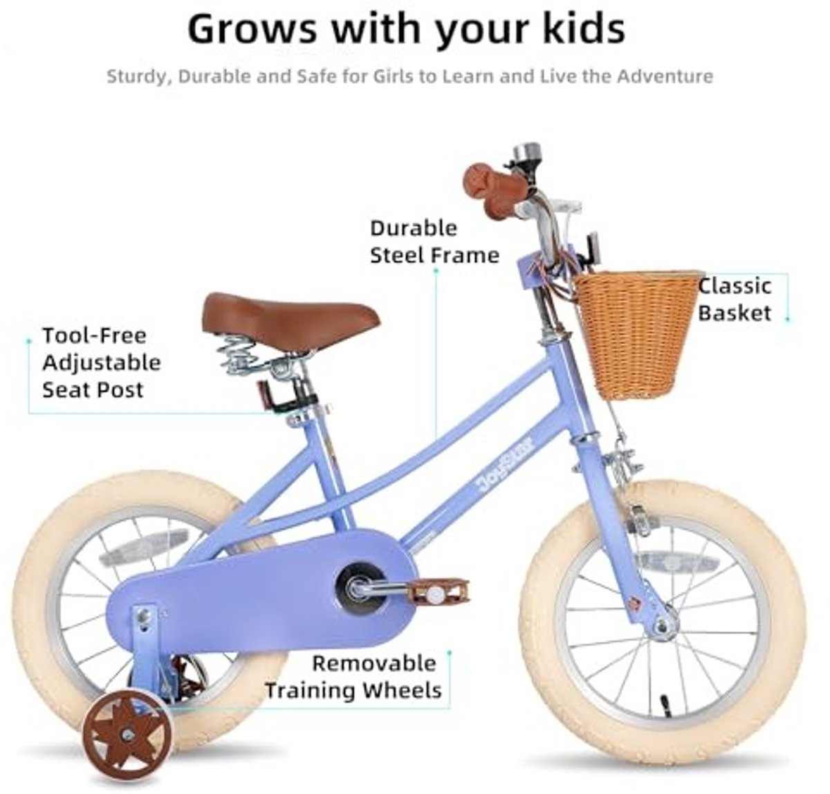 Kinderfiets met d en steunwielen 18 Inch Paars