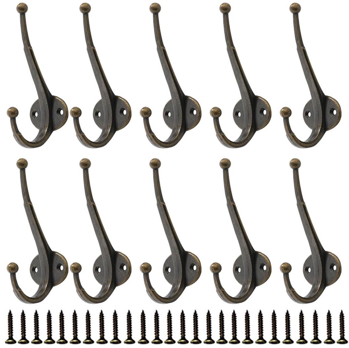 Decoratieve Wandhaken Set van 10 - Vintage Antiek Zwart