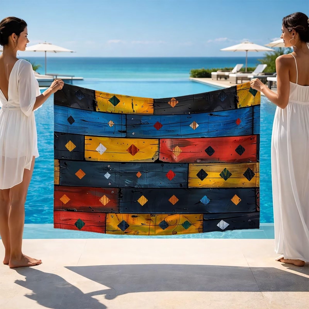 Grote Strandhanddoek - Geometrische Oversized 150x100 cm