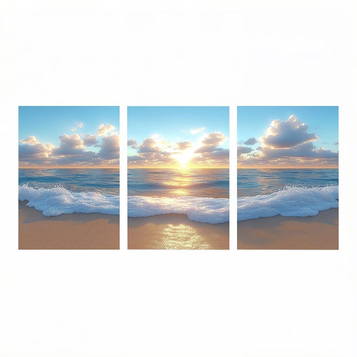Schilderen op Nummer Set - 3 Stuks Wolk op Strand - 110 x 70 cm
