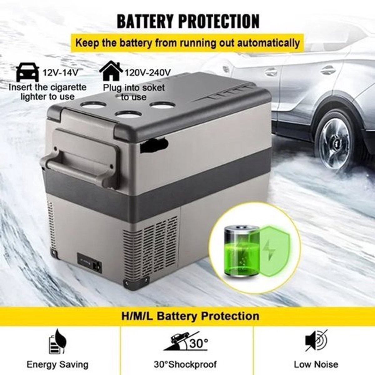 Auto Koelkast - Koelbox - Mini Koelkast - Draagbare - 15L - 12V/24V/220V - met Compressor - Mini Fridge - Perfect voor Camping, Reizen en Outdoor