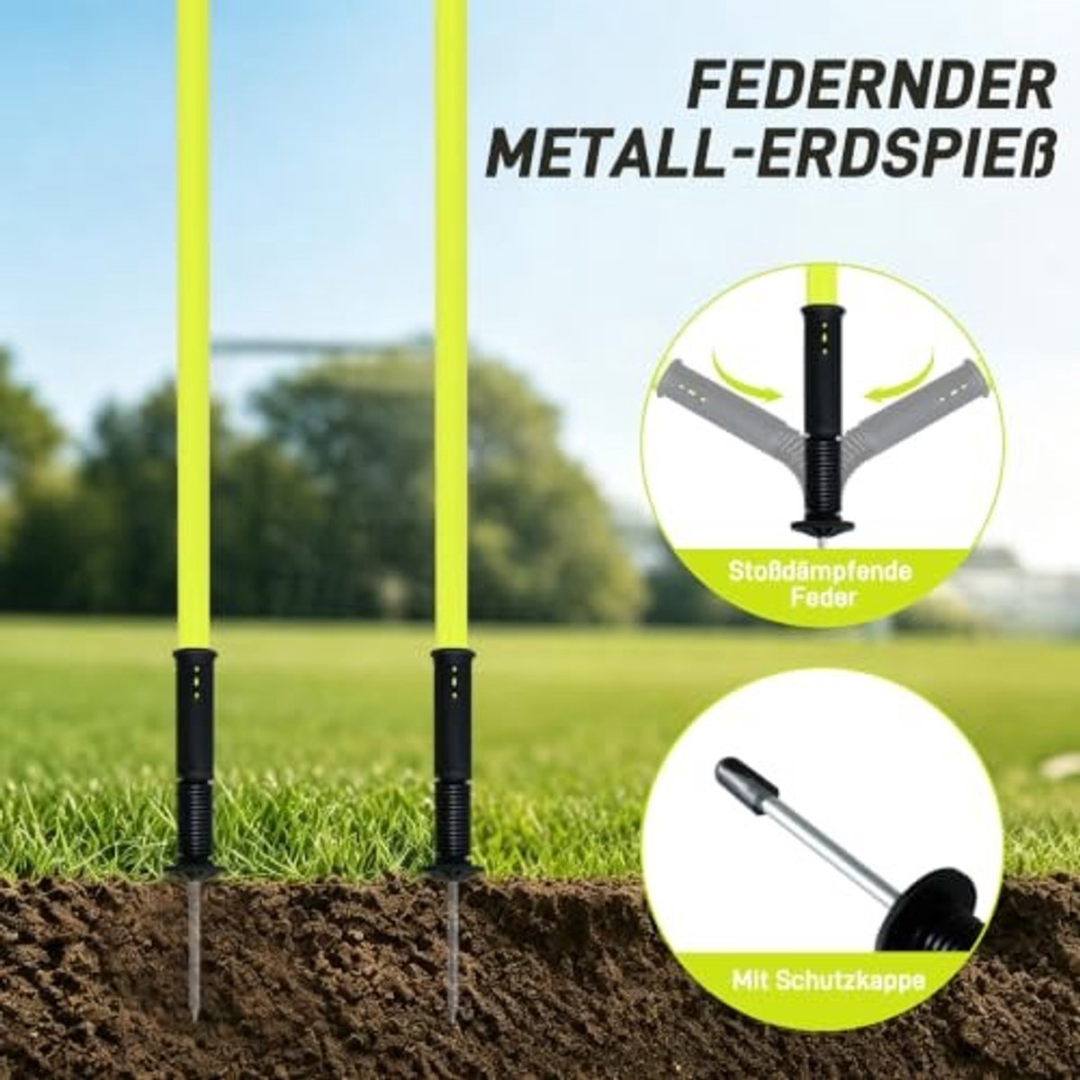Plastic Slalom Stokken - 1.5 meter - Inclusief metalen grondsteken