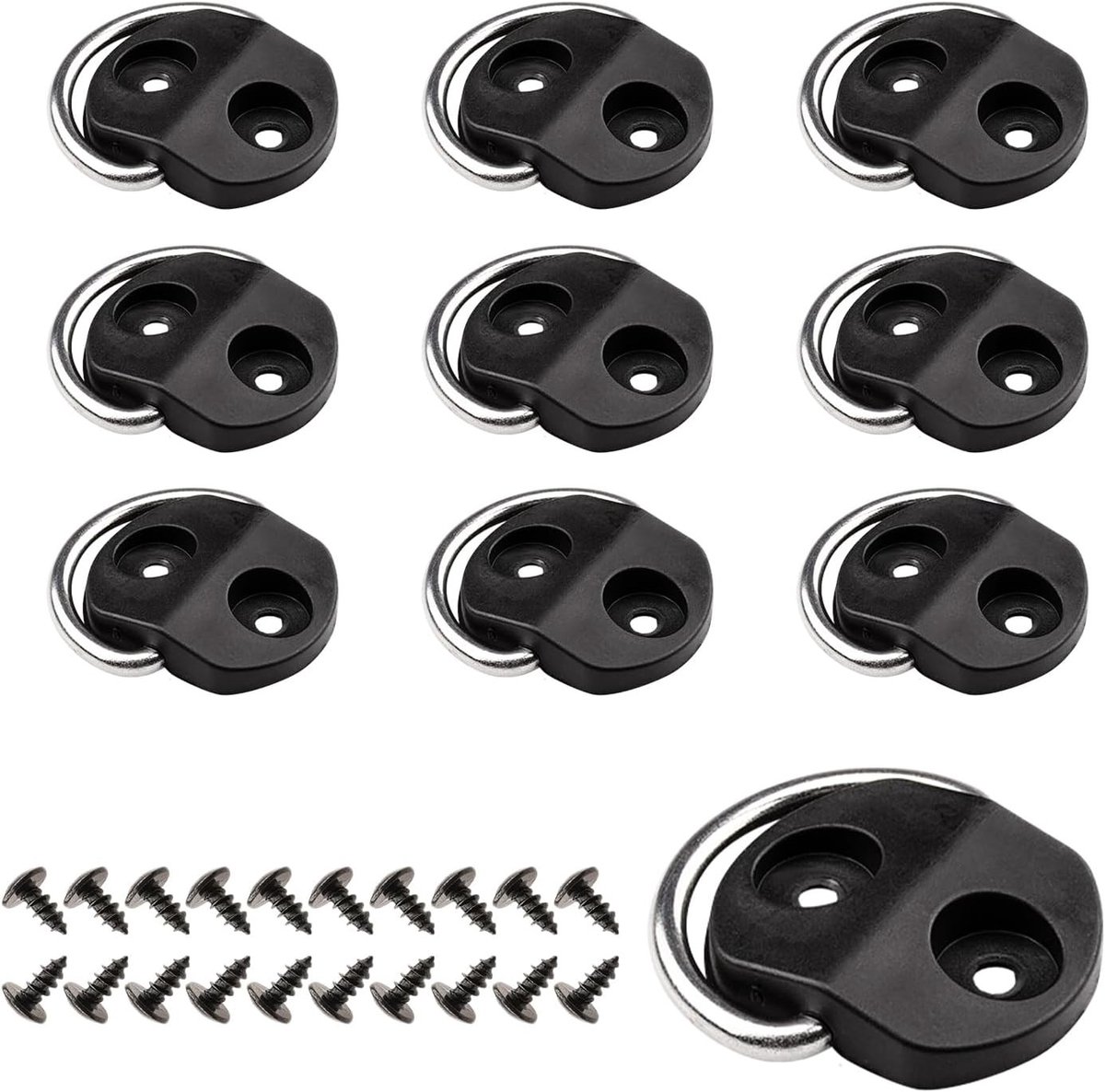 Stevige D-Ring Haken voor het Bevestigen van Lading in Auto's en Kayaks - 6 Stuks Zwart Luggage Net