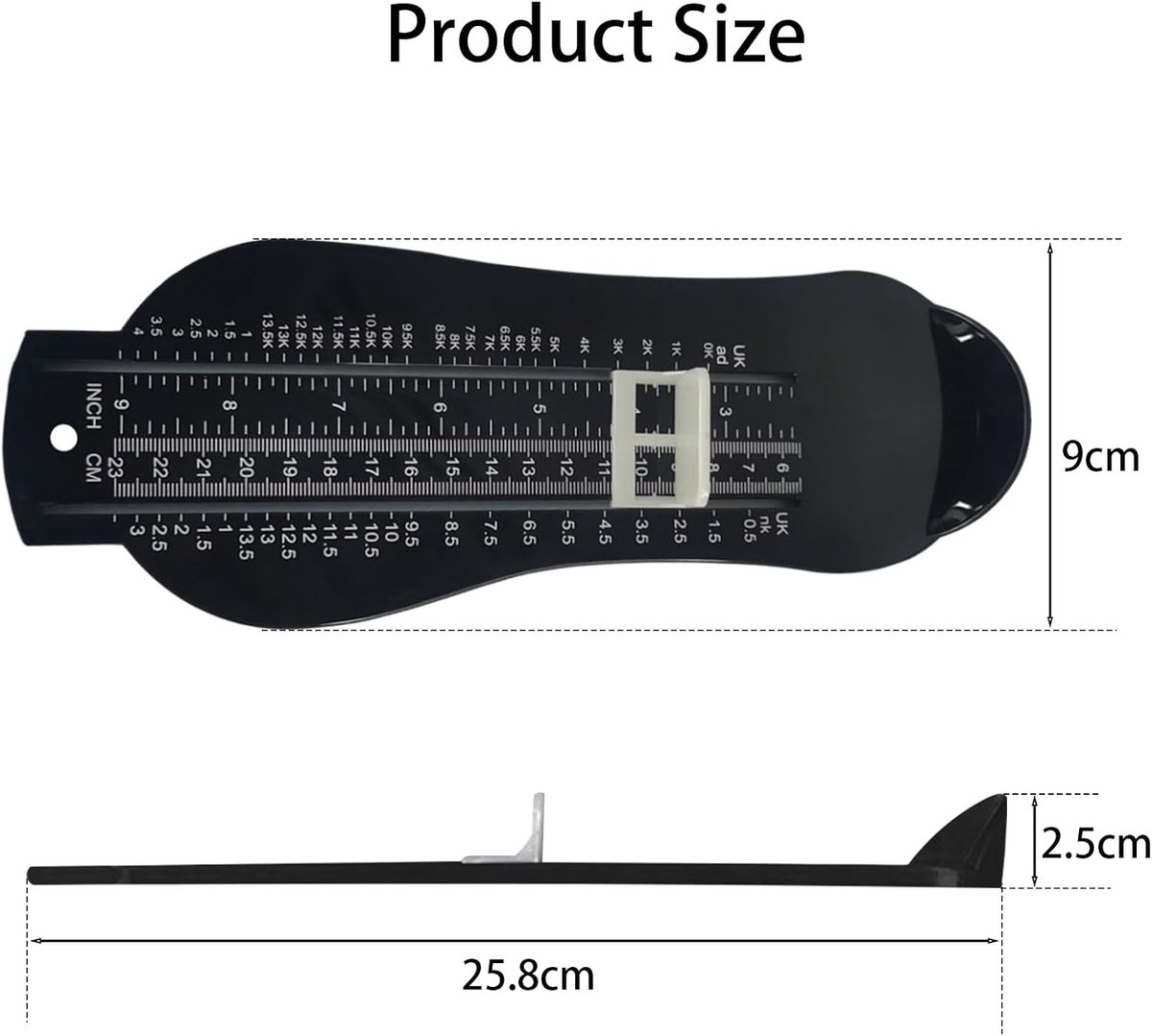 Nauwkeurige voetmeter voor kinderen - schoenmaatmeter set voor EU 6 - 23 en UK 0 - 13,5, ideaal voor groeiende voeten en het kiezen van de juiste maat