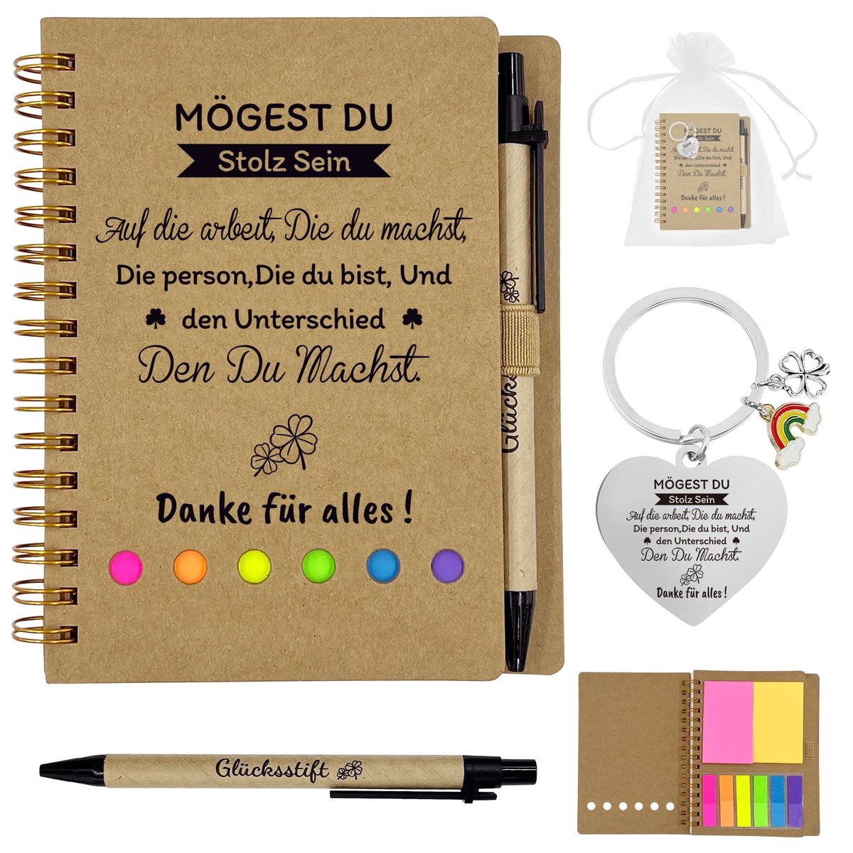 Collega afscheidscadeau - Notitieboek en sleutelhanger