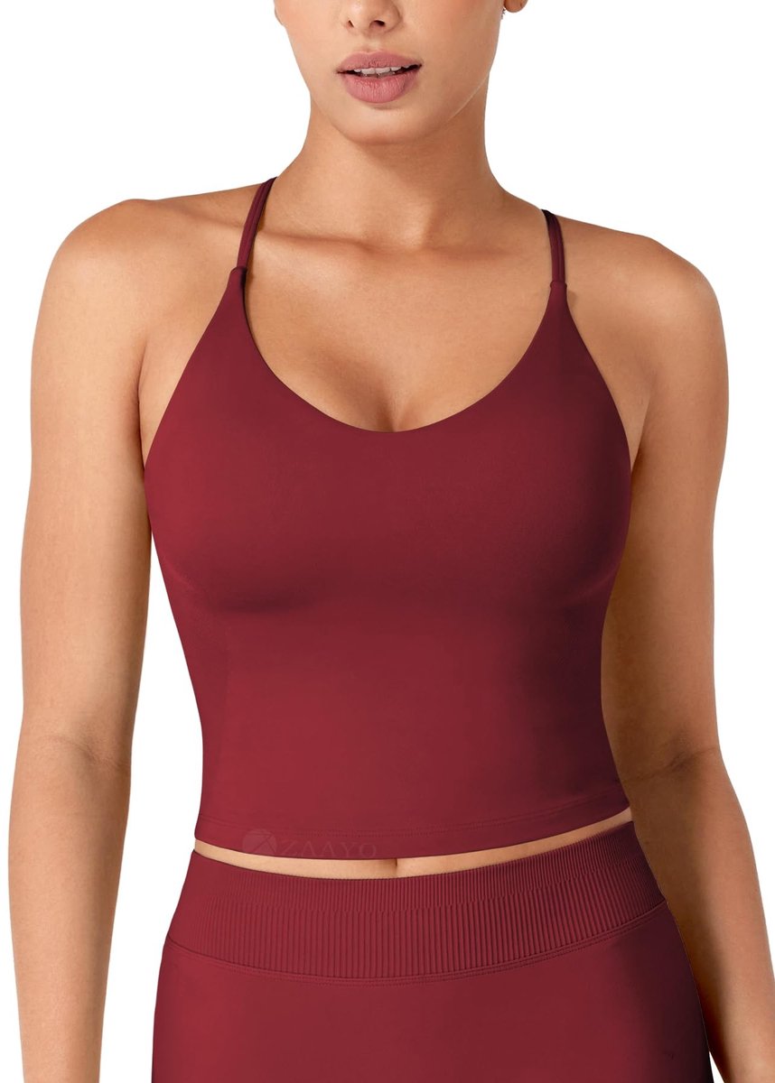 Dames Tanktop - Diepe V-hals - Verstelbare Spaghetti Bandjes - Rode Kleur