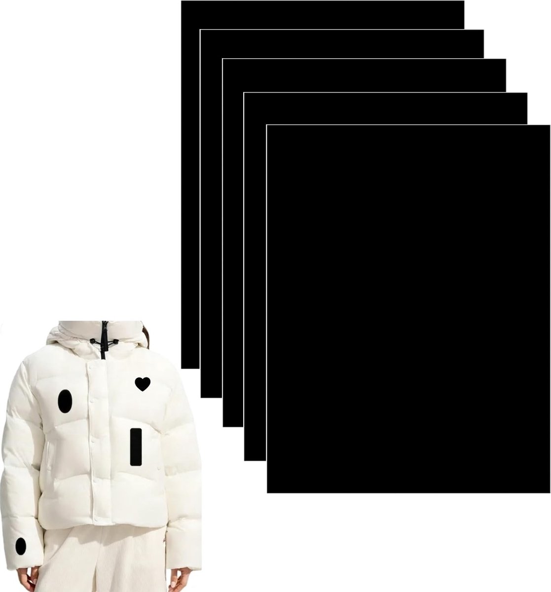 5 Stuks Zelfklevende Nylon Reparatie Patches - Zwart