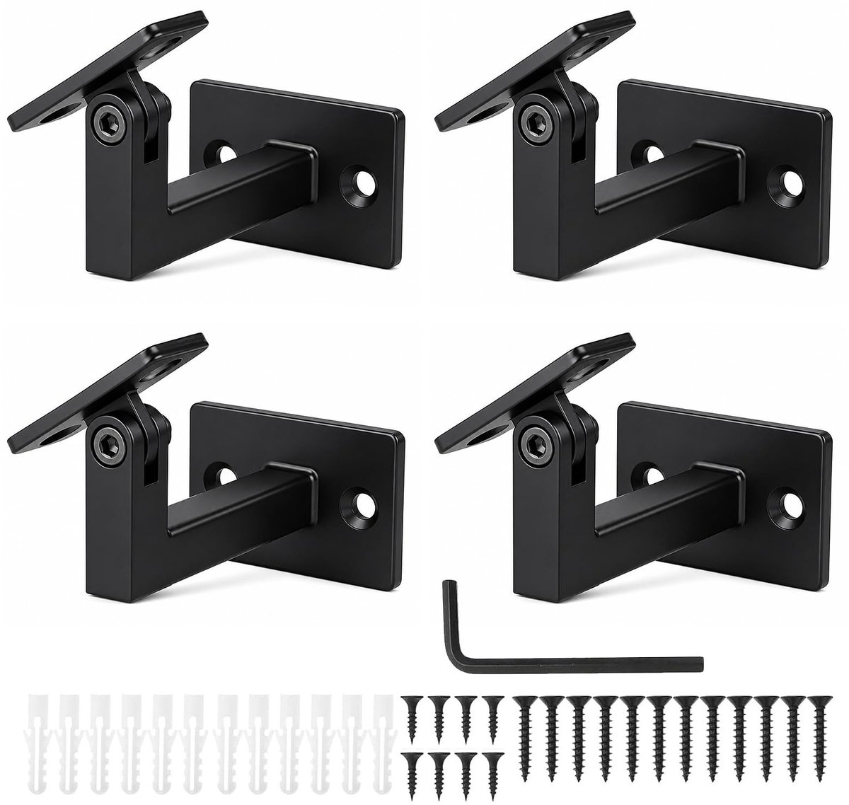 Verstelbare Trapleuning Beugels - Set van 4 - Zwart