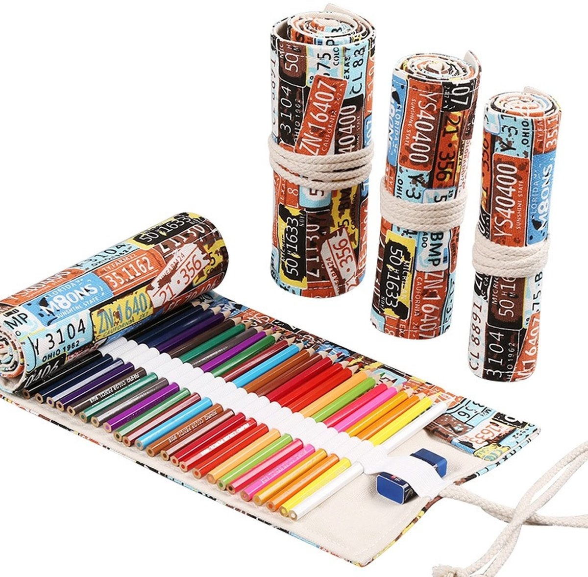 Canvas Tekenpencilcase - 48 Gaten - Diverse Kleuren