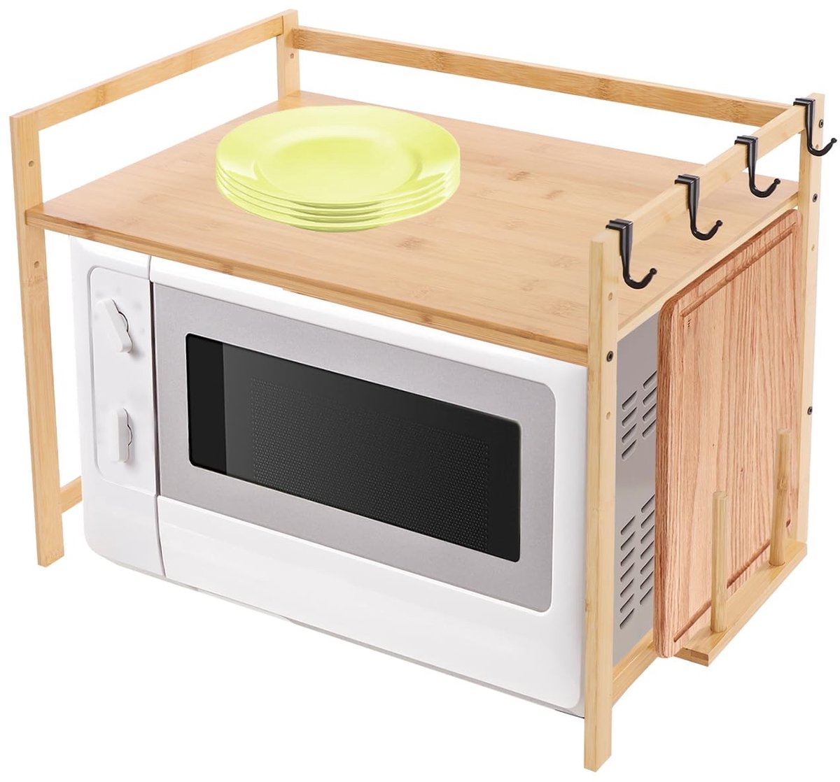 Magnetron Rek - Verstelbaar Bamboo Keukenkastje met Haken