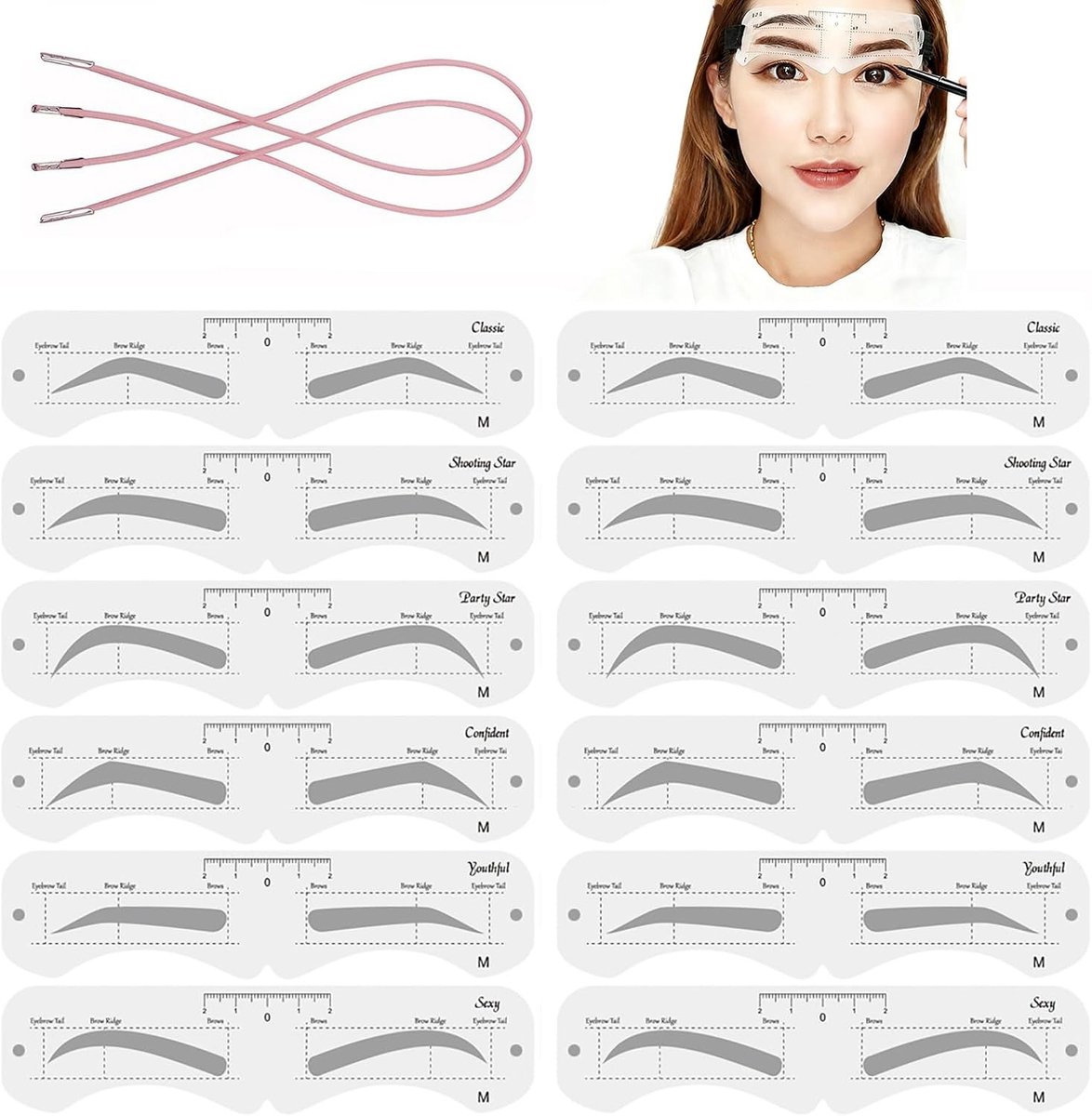 Herbruikbare wenkbrajablonen voor perfecte wenkbrauwen - 12 stuks, ideaal voor make-up en styling