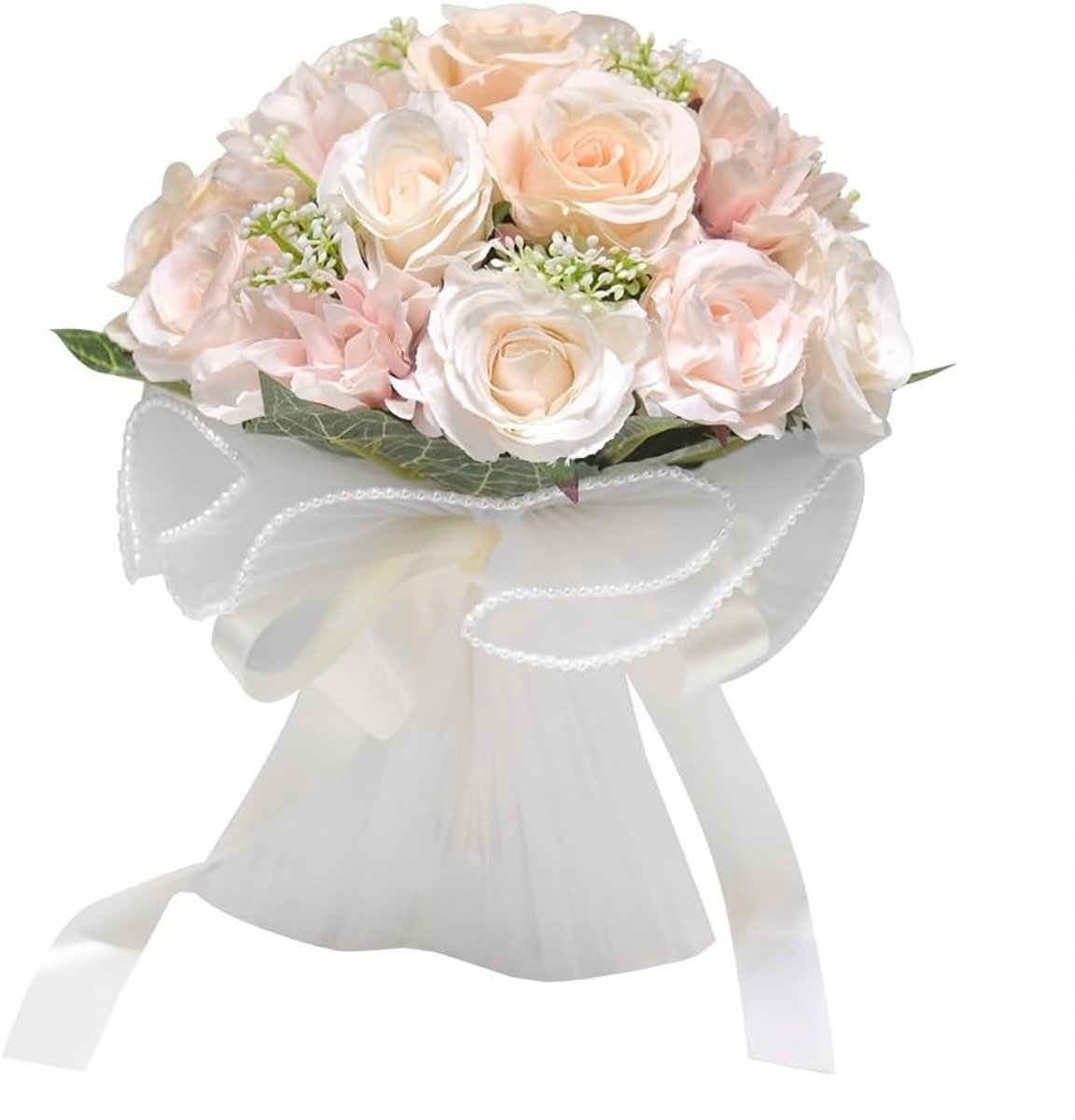 Kunstmatige Rozen Bruidsboeketten voor Bruiden, Decoratie voor Bruidsmeisjes en Feestelijke Gelegenheden zoals Huwelijk en Valentijnsdag (Roze)