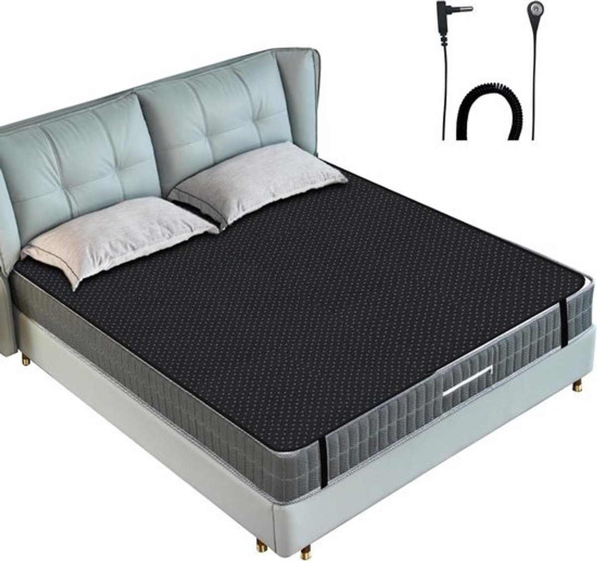 Aardingsmat - Grondmat Slaapkamer - Verbeteren Slaap - Carbon Leer - 137 x 198 cm - Zwart