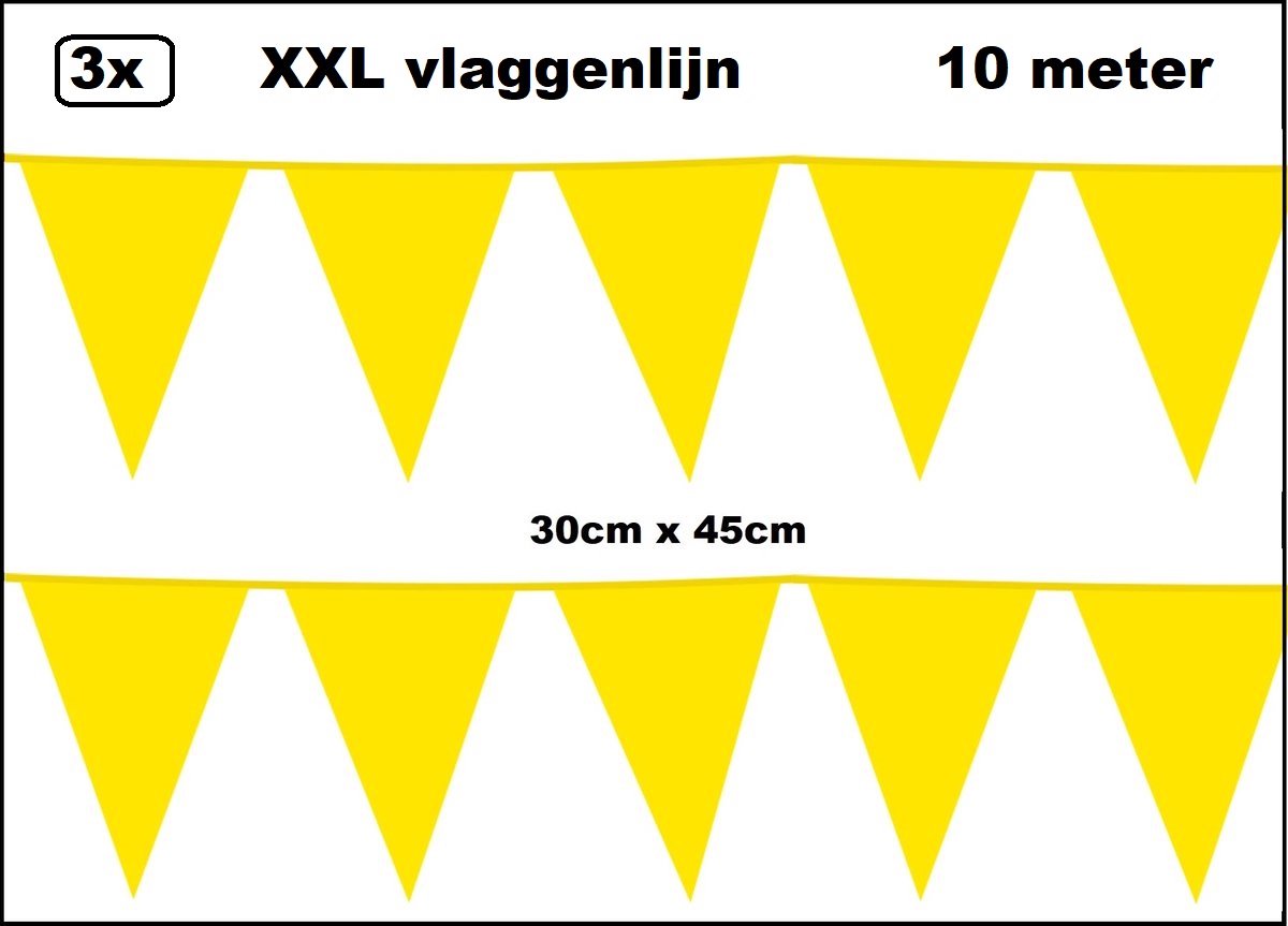 3 stuks XXL Vlaggenlijn geel 30cm x 45cm - Giga vlaglijn themafeest party festival