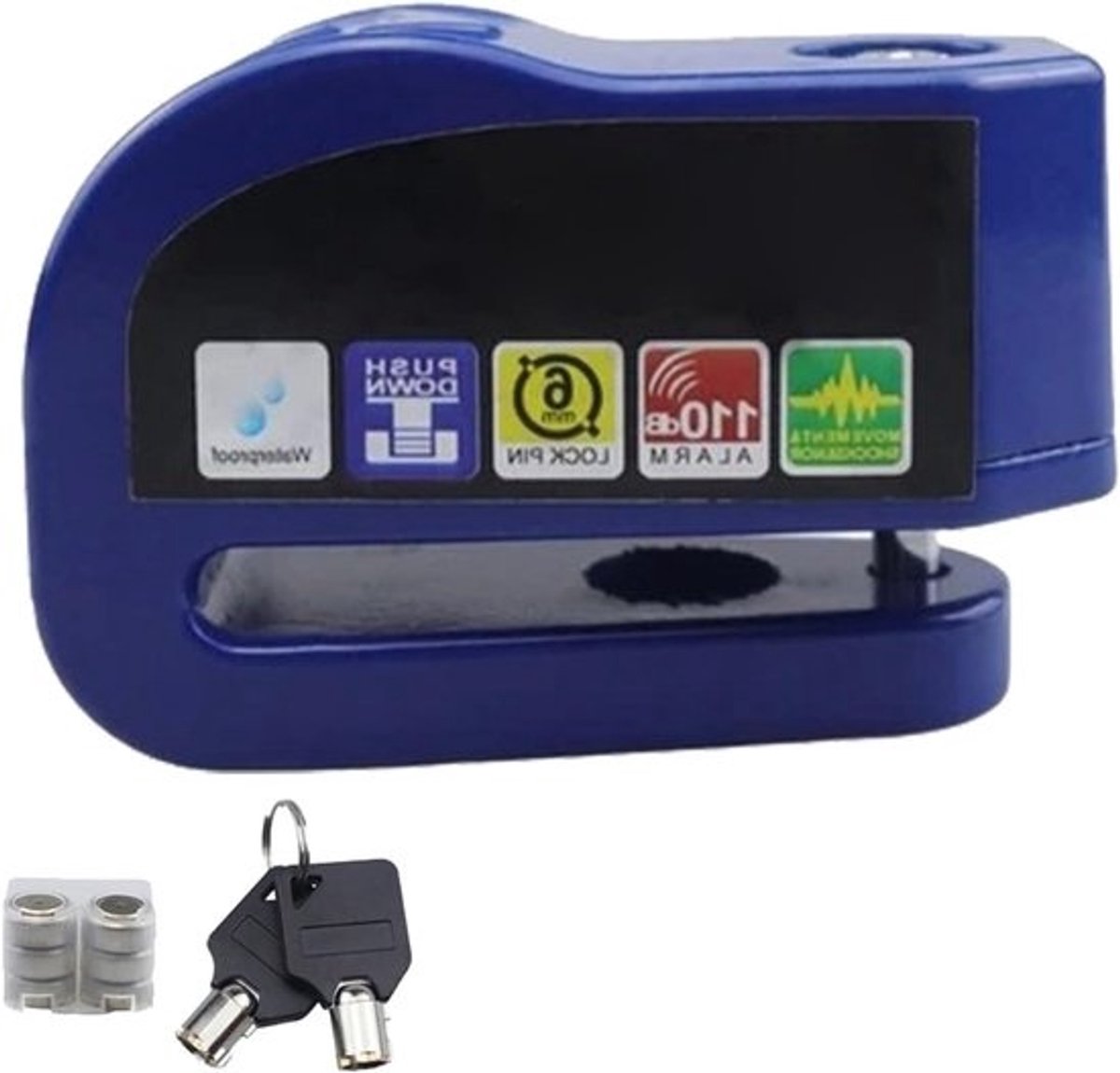 Motorfiets Schijfrem Slot - Alarm Slot Motor - Voertuig Beveiligen - 110 DB Alarm - 165 cm - Blauw