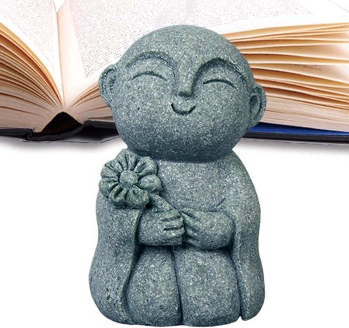 Boeddhabeeldje - Zen Beeldje Monnik Beeld - Decoratie Thuis - Zandsteen Materiaal - 5.2 x 6.2 x 5.2 cm - Grijs