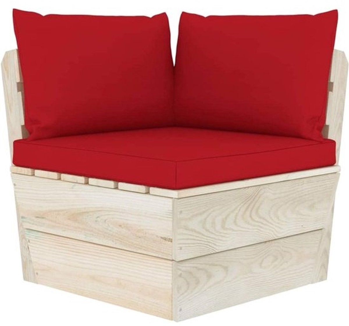 Hoekbank Pallet - Modulaire Bank - Buiten Ontspannen - Geïmpregneerd Sparrenhout - 60x60x65 cm - Rood
