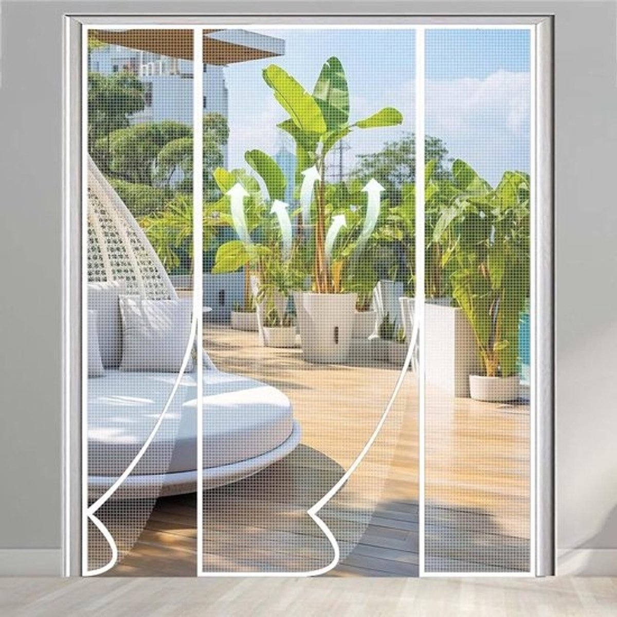 Magnetische Hordeur - Vliegendeur Hor - Buitenruimte Weren - Dubbele Deur Opening - 220x300cm - Wit